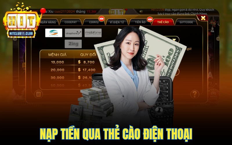 Nạp tiền HitClub qua thẻ cào điện thoại